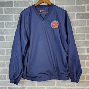 Volunteer Fire Department Jacket Mens Medium Blue V-Neck Sport-Tek Pullover‎